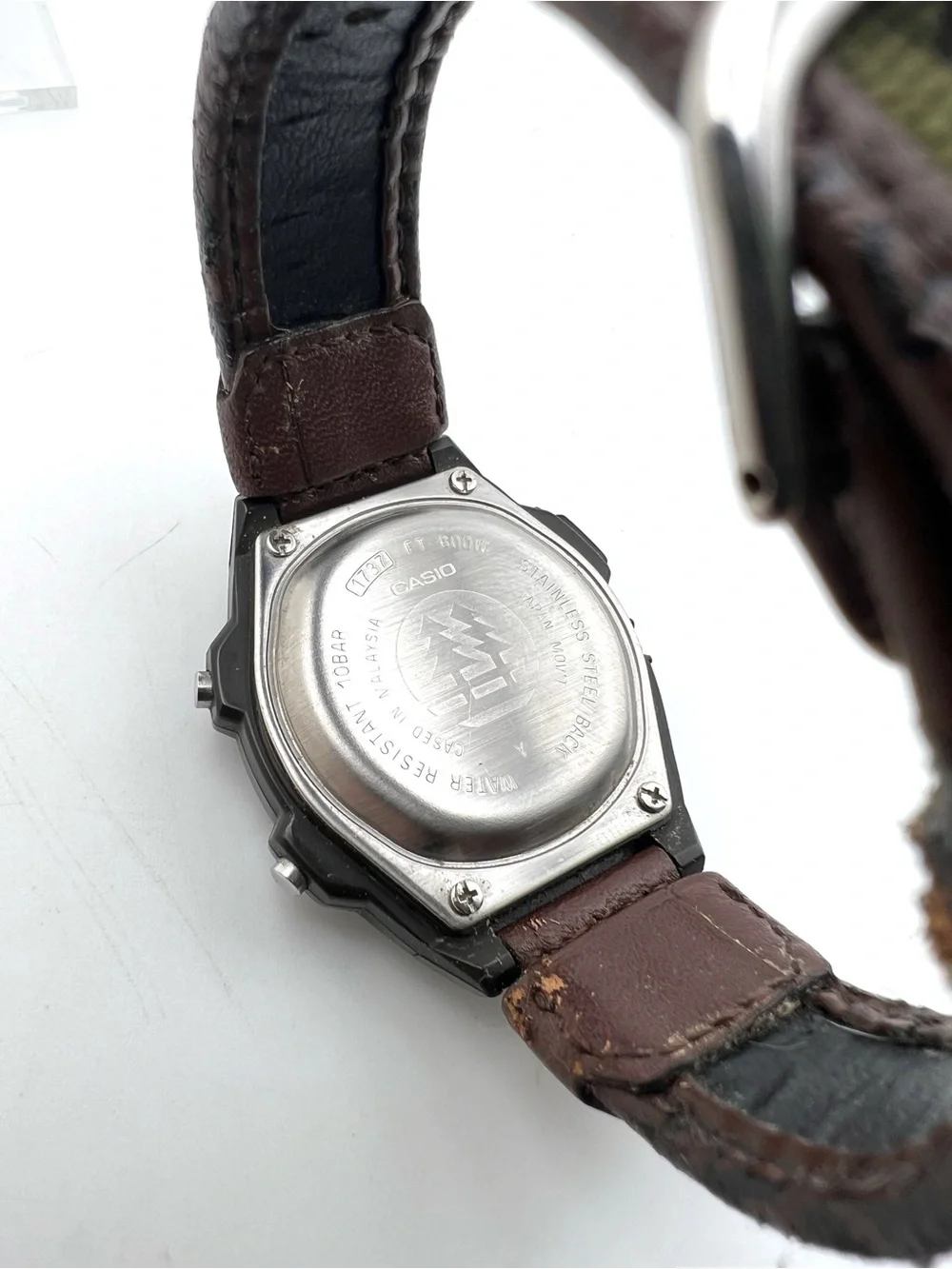 Casio Forester FT-600W Watch — Cream Dial, Olive Case, Brown Strap